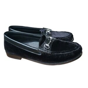G.H. BASS WEEJUNS Lianna Black Velvet Horsebit‎ Loafers Size 8